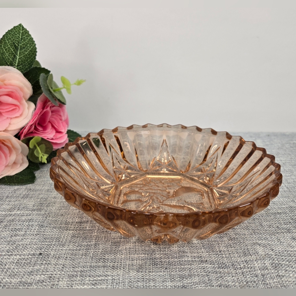 Vintage Federal Glass 7" Pioneer Pink Fruit Bowl Serving‎ Heavy